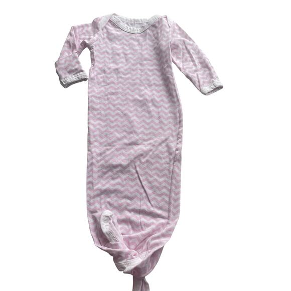 Pink Chevron Baby Sleeper Gown with Bottom Ties - Picture 1 of 4